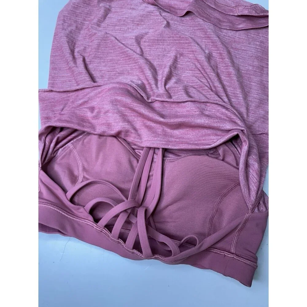 Lululemon Moment To Movement 2-In-1 Tank Pink Heathered Misty Merlot 4 S Padded - Picture 2 of 9